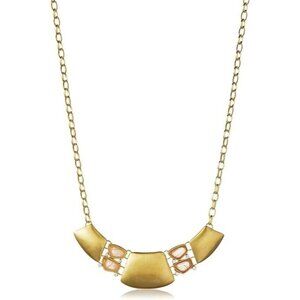 Kenneth Jay Lane Satin Gold-Tone Necklace with Quartz Accents – NEW